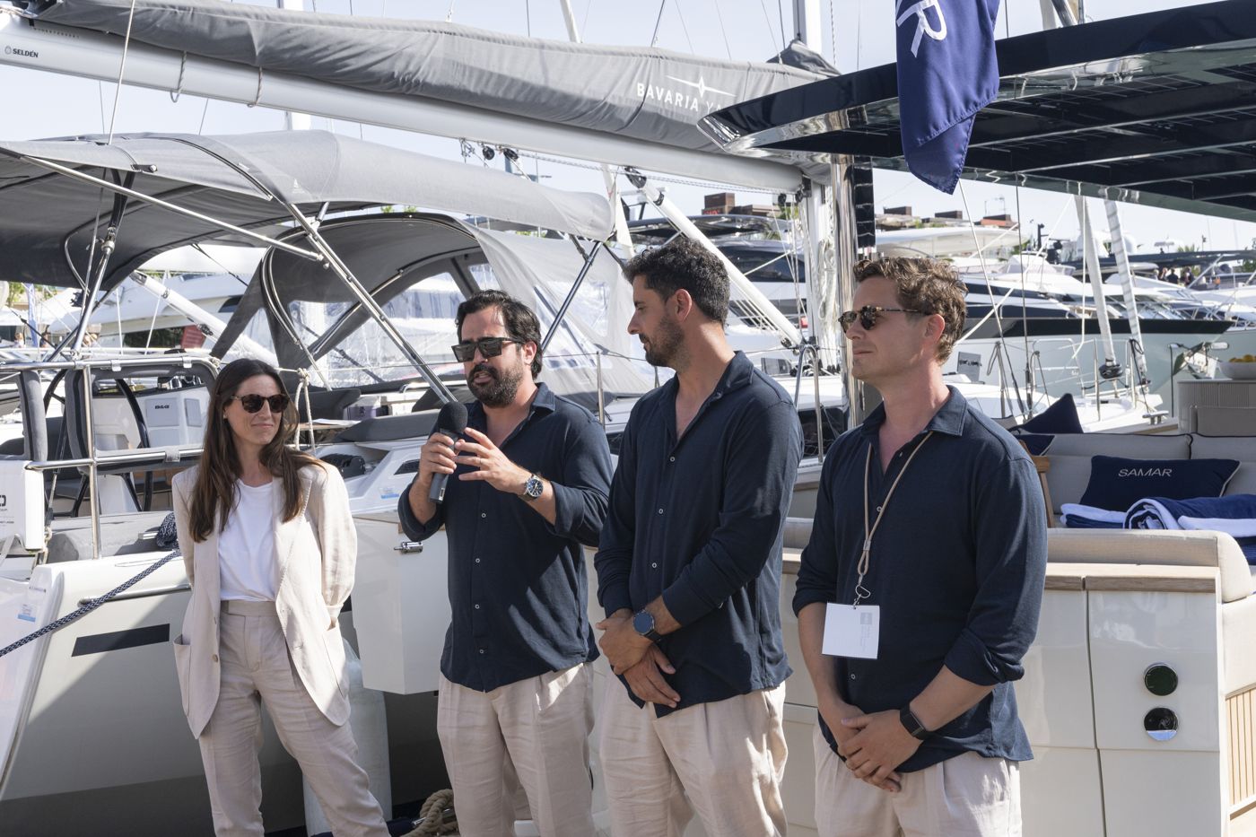 The SAMAR team presenting the SAMAR 50 at the Palma International Boat Show 2026