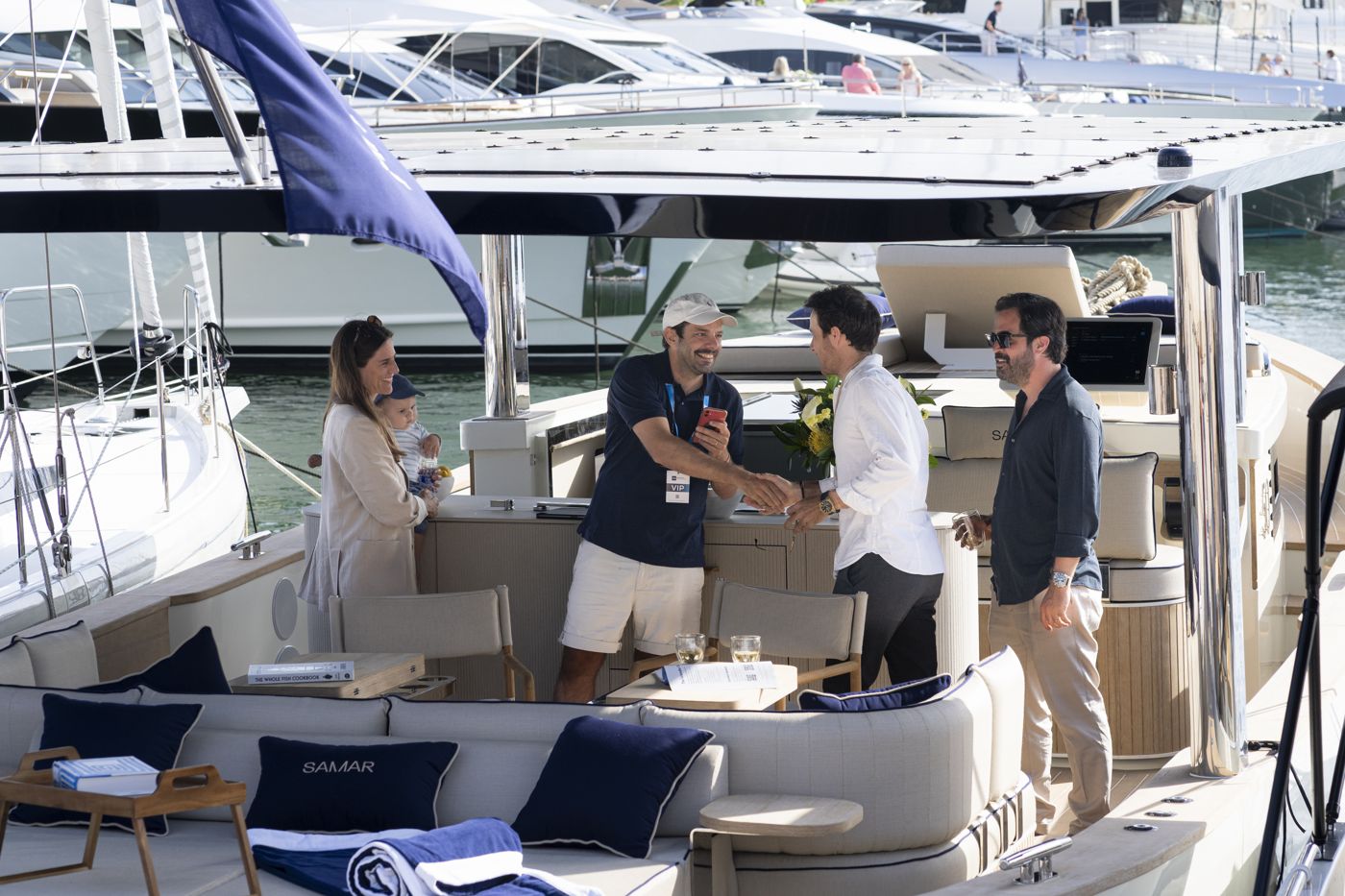 Visitors on board the SAMAR 50 at the Palma International Boat Show