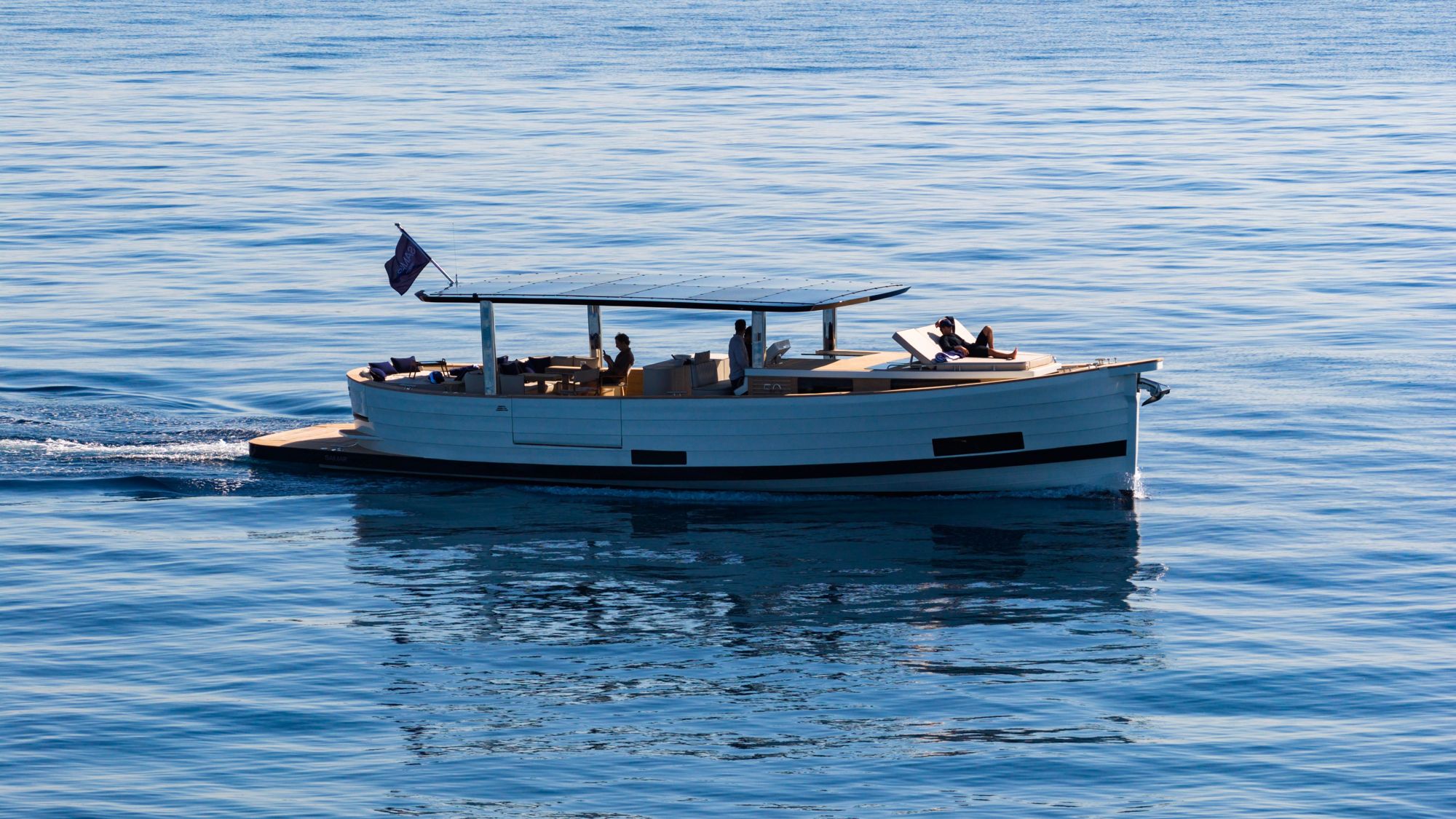 The SAMAR 50 at anchor off the Mallorcan coast, seen from a drone