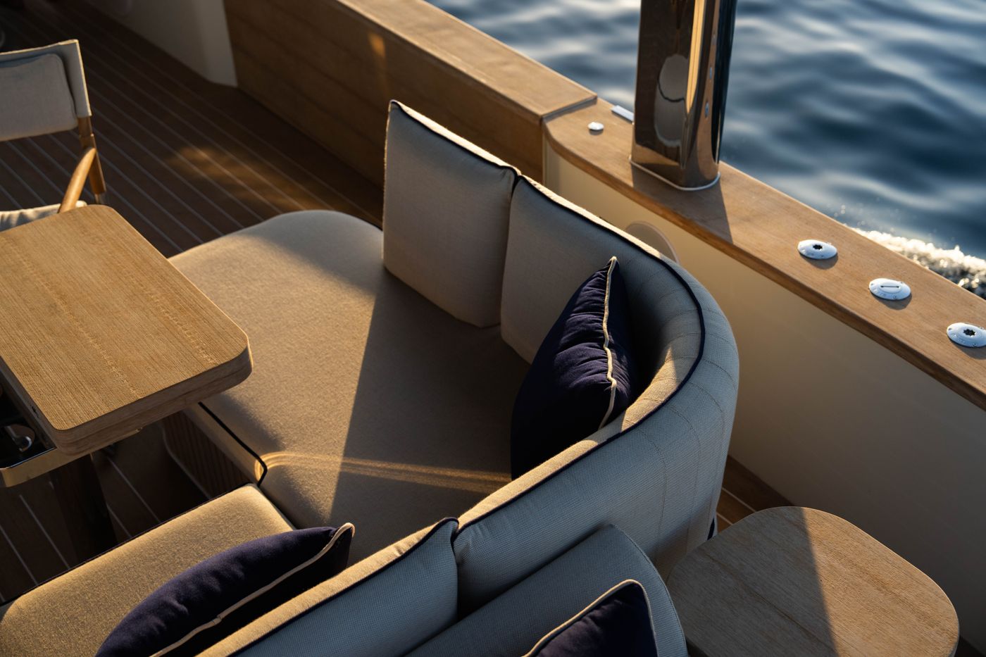 Upholstery and woodwork on board the SAMAR 50